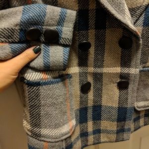 Plaid double breast jacket with pockets
